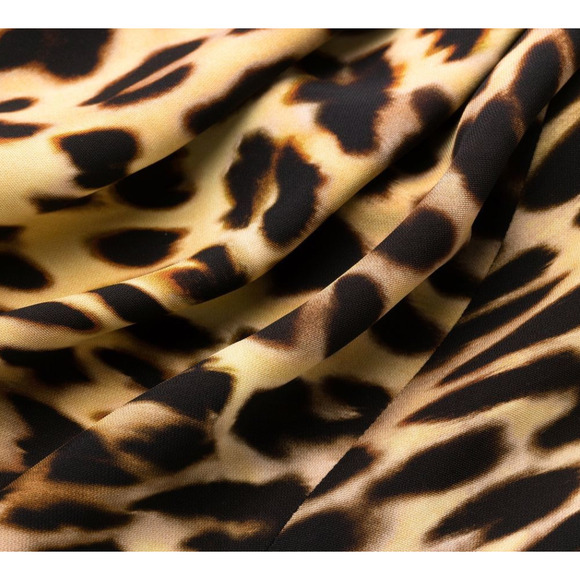 Stella McCartney NWT Chain-Embellished Leopard Print Draped Falabella Dress S - Picture 7 of 16